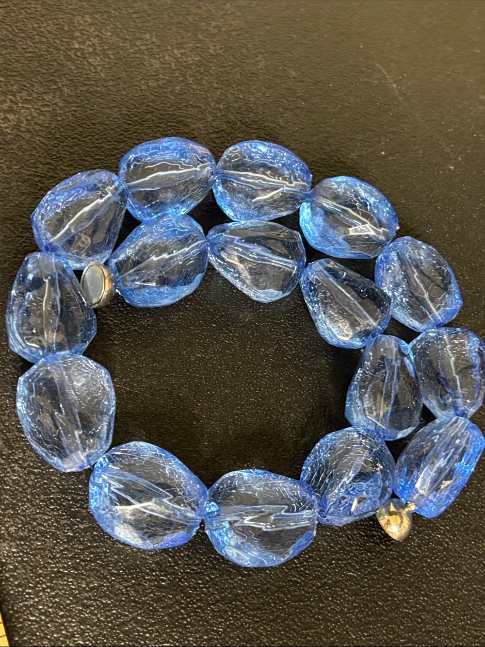 Chunky Blue Statement Glass Bead Necklace - Women's Jewelry - Picture 7 of 7